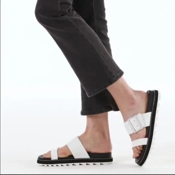 Sorel Women's White Leather Roaming Buckle Strap Slide Sandals Sz 7 2313 - Picture 2 of 16